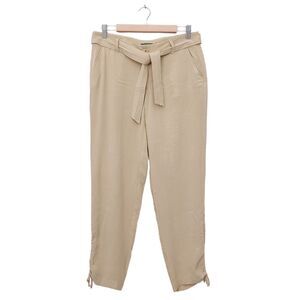 Lauren Ralph Lauren Pants Womens 6 Beige Flat Front Tapered Belted Casual
